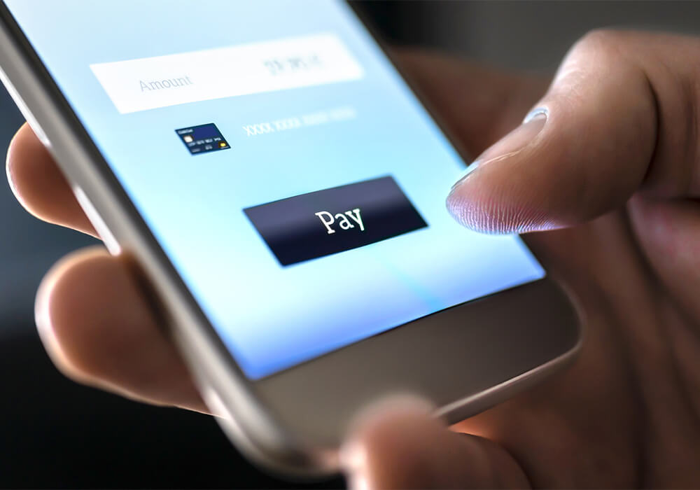 Mobile payment button for self checkout on smartphone